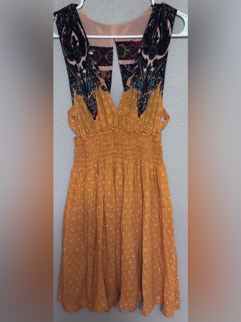 Free People “Walking Through My Dreams” Dress in Goldsun Orange Combo